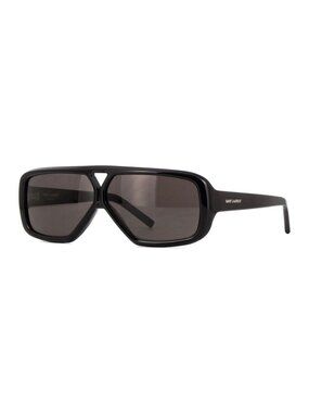 New Authentic Saint Laurent Men's Shiny Black Square Acetate Sunglasses
